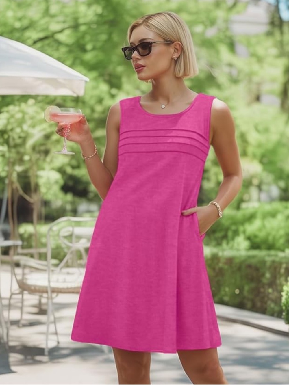 Summertime Loose Pleated Front Sleeveless Sundresses with Pockets XXL NWT